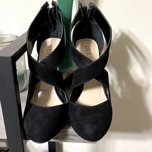 Black suede 4.5 in heels.